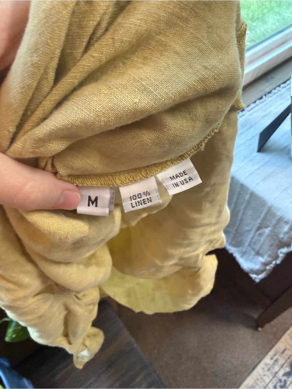 Homefrocks 100% linen mustard yellow dress size medium - Picture 3 of 5